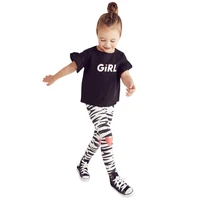 children summer baby girl boutique clothes toddler letter tops cotton zebra stripes clothing set for kids 2 3 4 5 6 7 years