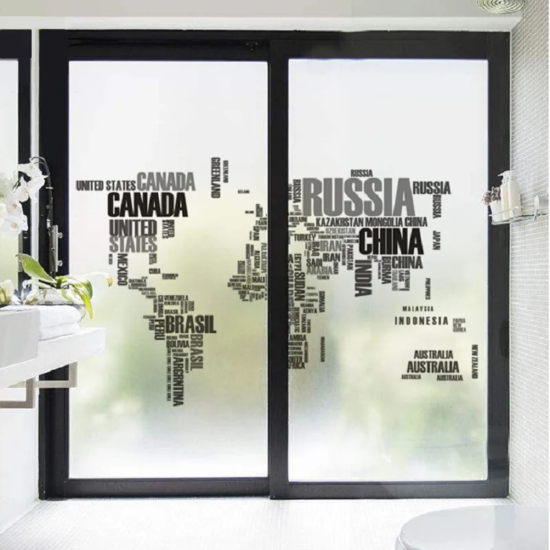 Стеклянная пленка индивидуального размера статическая липкая карта мира