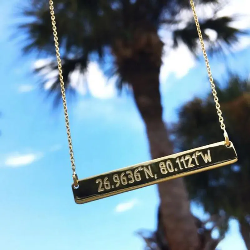 Женские ожерелья с гравировкой координатами по ширине локацией ювелирные