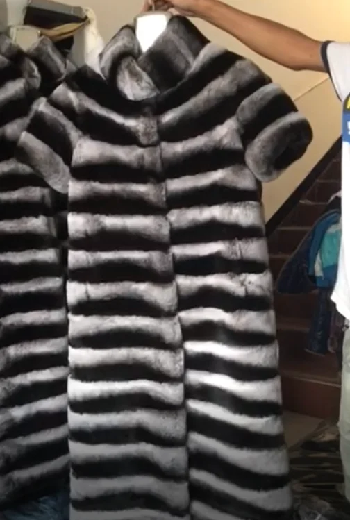 90cm style 2 Реальный Chimchilla Цвет из натурального меха, жилет с мехом кролика жакет, женский пиджак с Рубашка с короткими рукавами природный натуральный мех пальто теплые куртки - Цвет: 90cm style 2