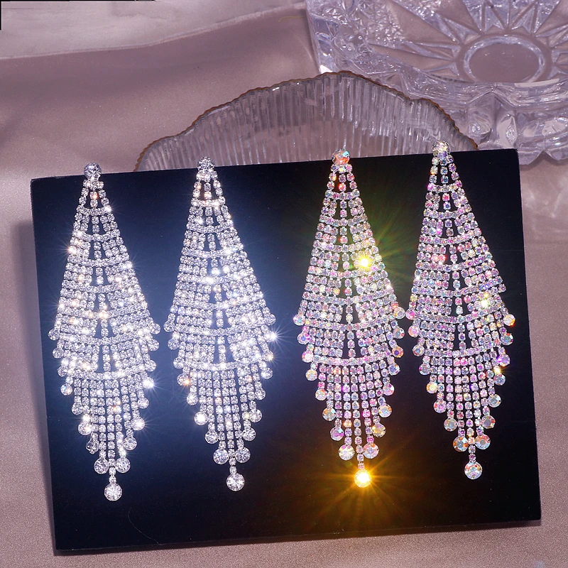 Классические Серьги с драгоценными камнями длинной кисточкой серьги свисающие