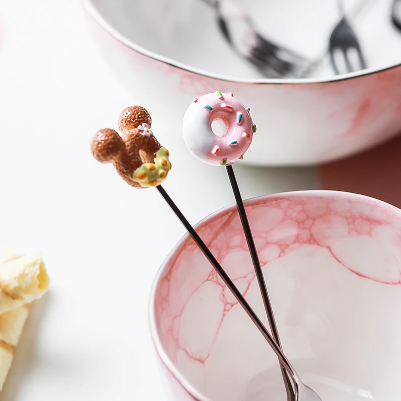 Милый Микки пончик конфетный цвет мультфильм из нержавеющей стали мороженое