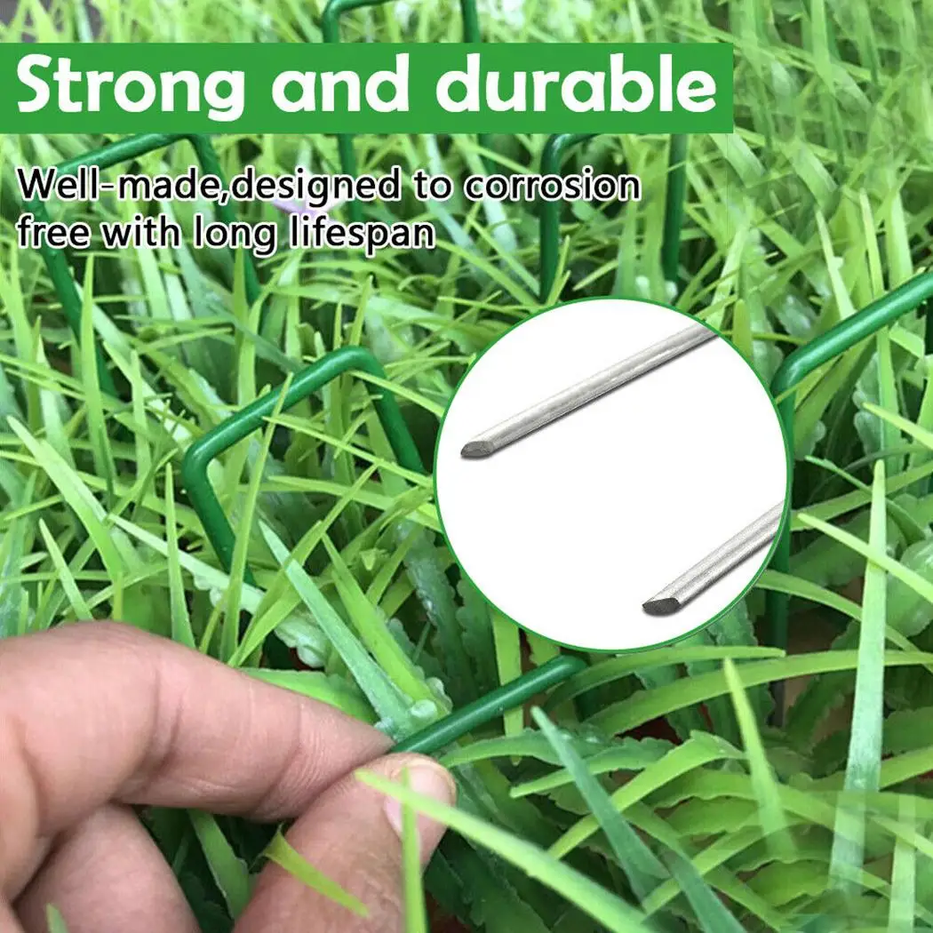 

50PCS Synthetic Artificial Grass Turf Pins U Fastening Lawn Tent Pegs Mat Landscaping Material Accessories 50 * Anchor Pins