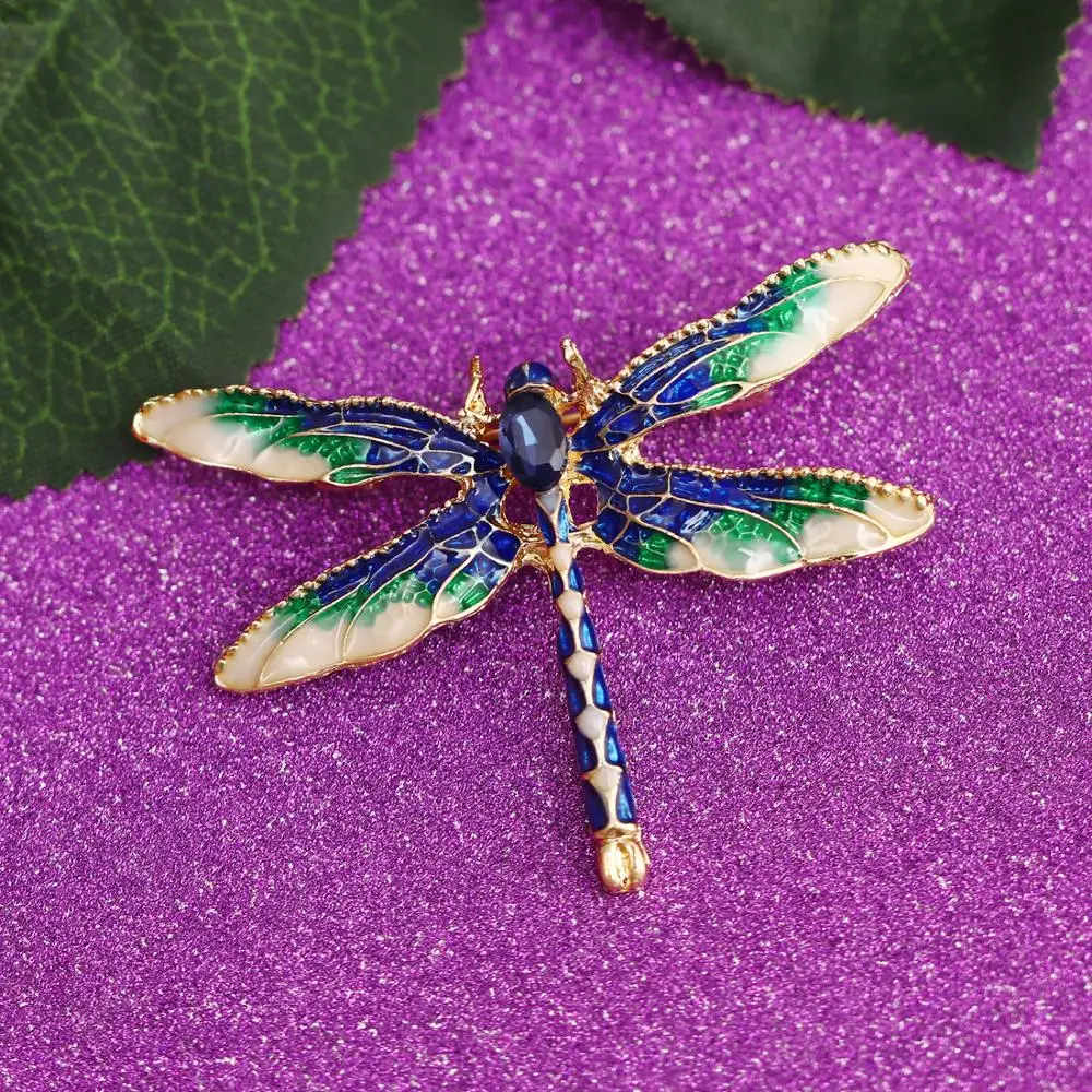 

Crystal Dragonfly Animal Red Blue Color Brooch for Women Girls Vintage Metal Large Insect Pin Dress Coat Accessories Wholesale