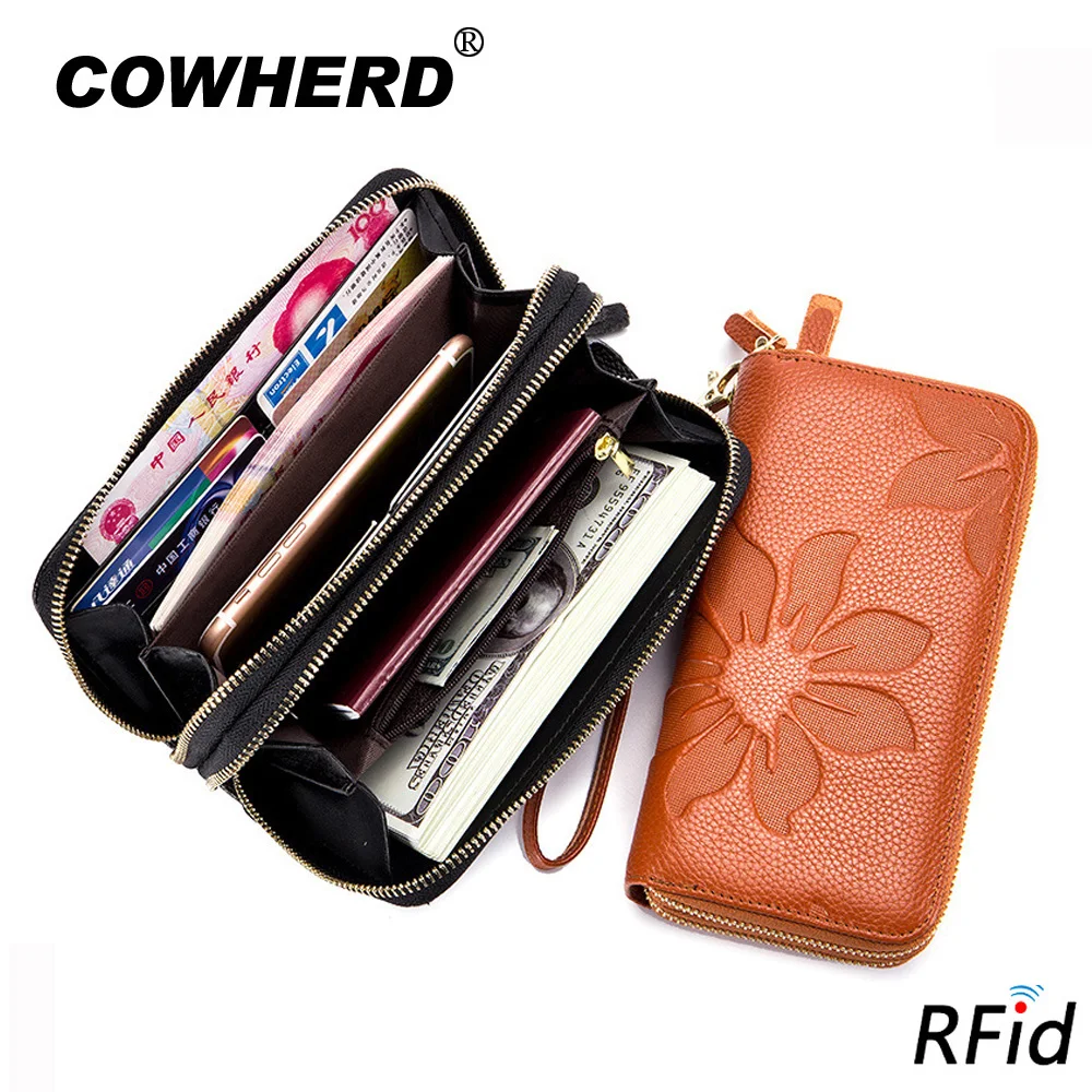 100% натуральные кошельки из коровьей кожи женская сумка с тиснением и цветочным