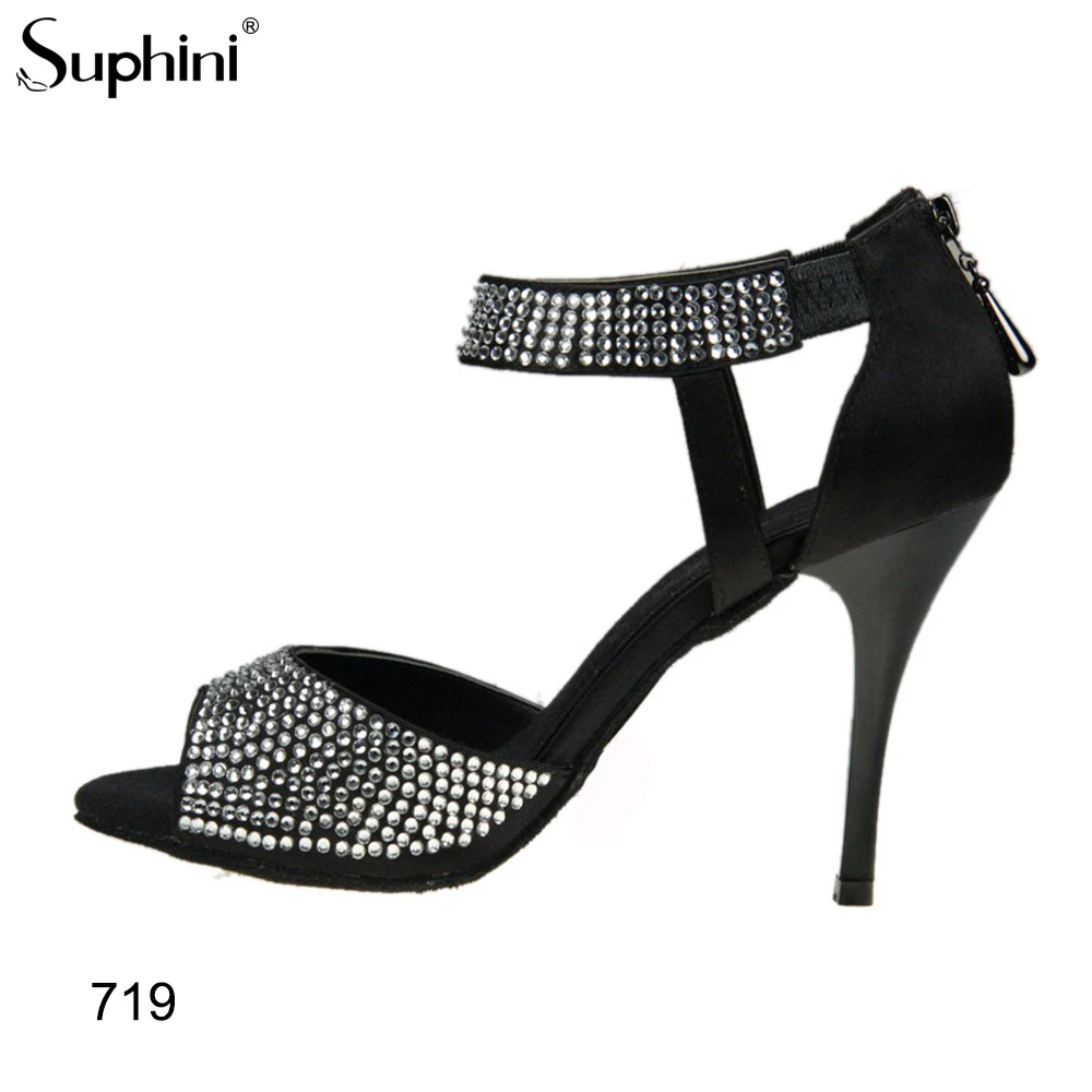 Обувь для танго с открытым носком обувь танцев кристаллами вечеринок на высоком