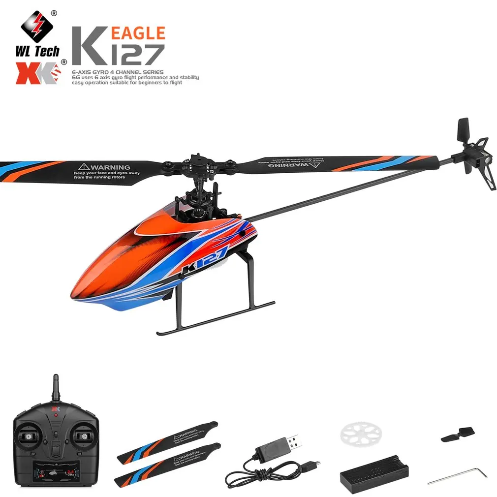 

WLtoys XKS K127 вертолет 2,4G 4CH 6-Aixs гироскоп Flybarless с воздушным Давление фиксированная высота Модель RTF Самолет RC