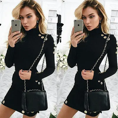 

2018 Women Dress Autumn Winter Warm Cotton Dresses Bandage Bodycon Long Sleeve Evening Sexy Party Mini Dress for Lady