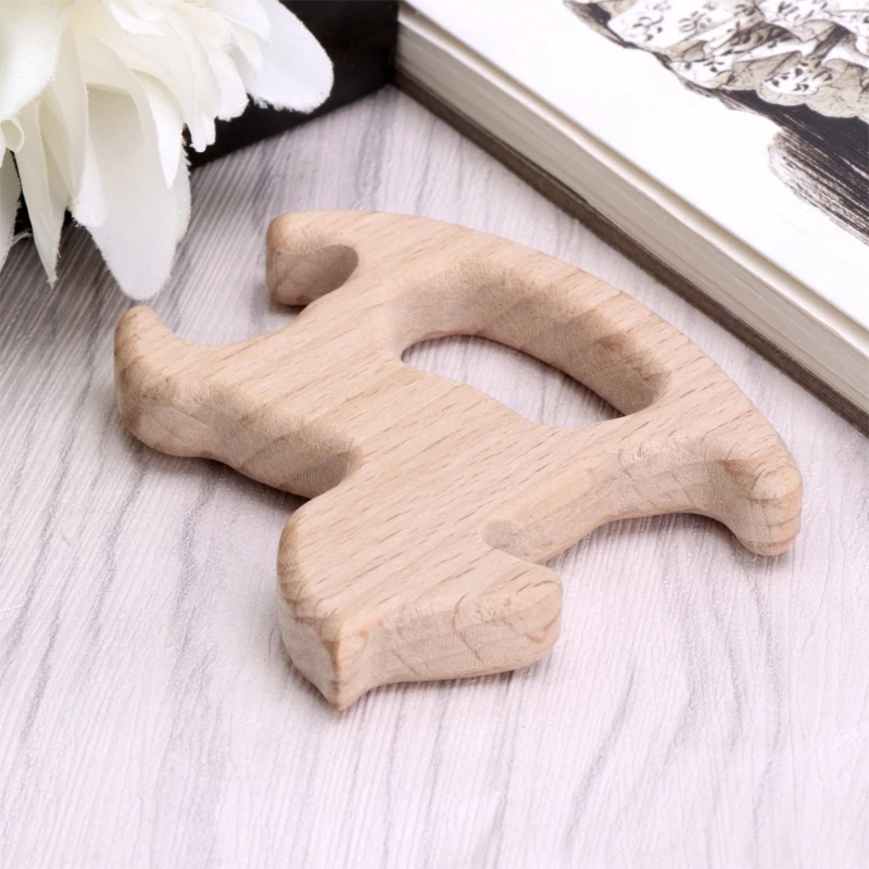 

Natural Wood Trojan Horse Shape Pendant DIY Jewelry Findings Baby Teether Shower 97QF