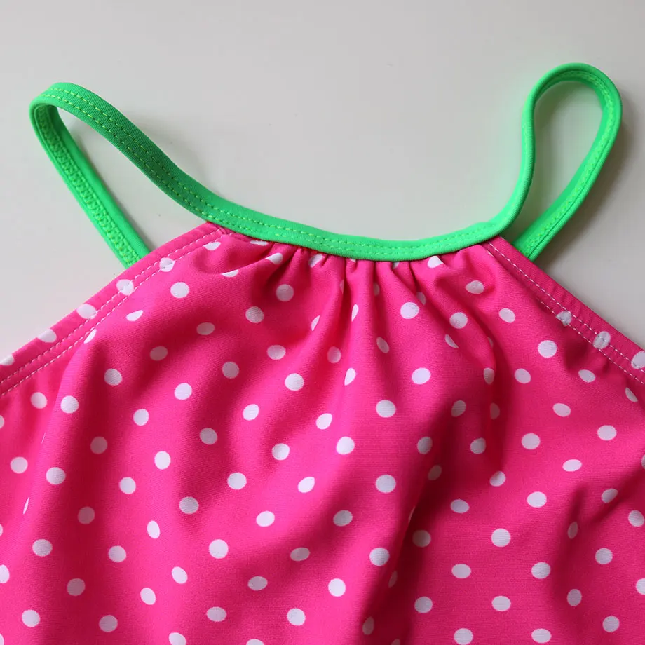 3-12 Years Swimsuit Girls Kids Bandage Girl Bikini Set Polka Dot Two Piece Children's Swimwear Crop Top Young Bathing Suit | Спорт и