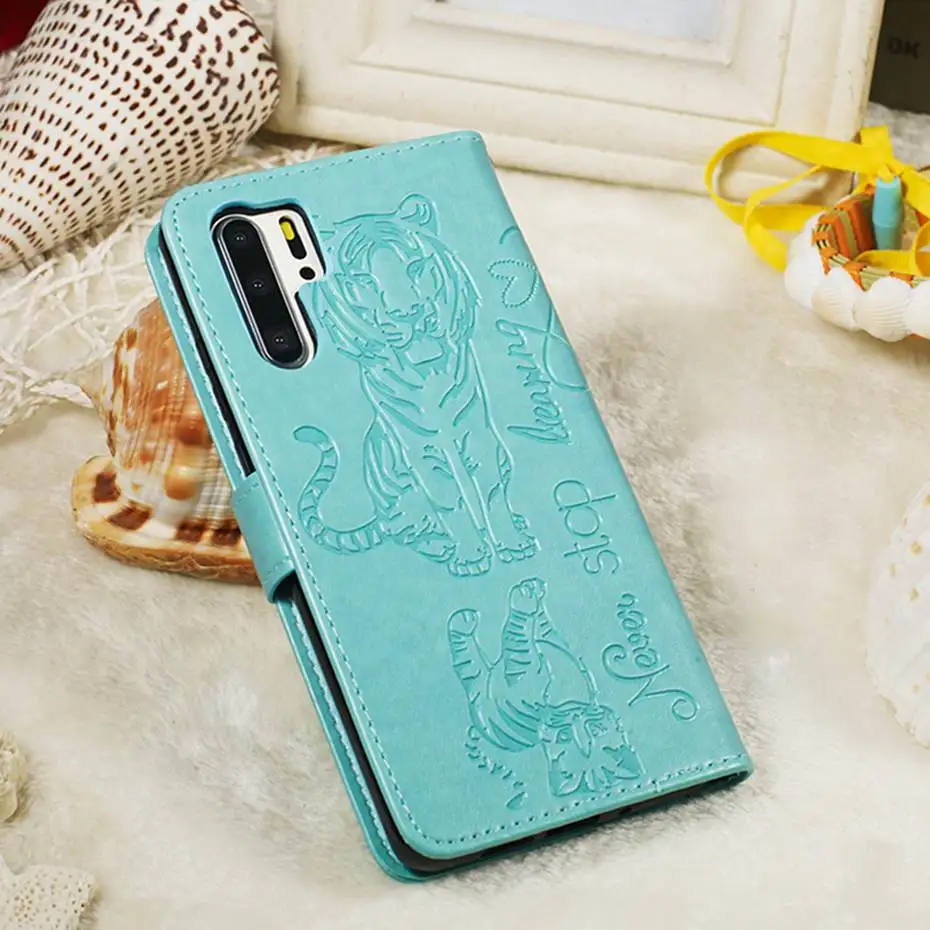 Кожаный флип-чехол с 3D кошкой и тигром для huawei P30 P20 Pro mate 30 Lite P Smart Z Y7 Prime Honor 9X20 Pro 8A 10i Y6