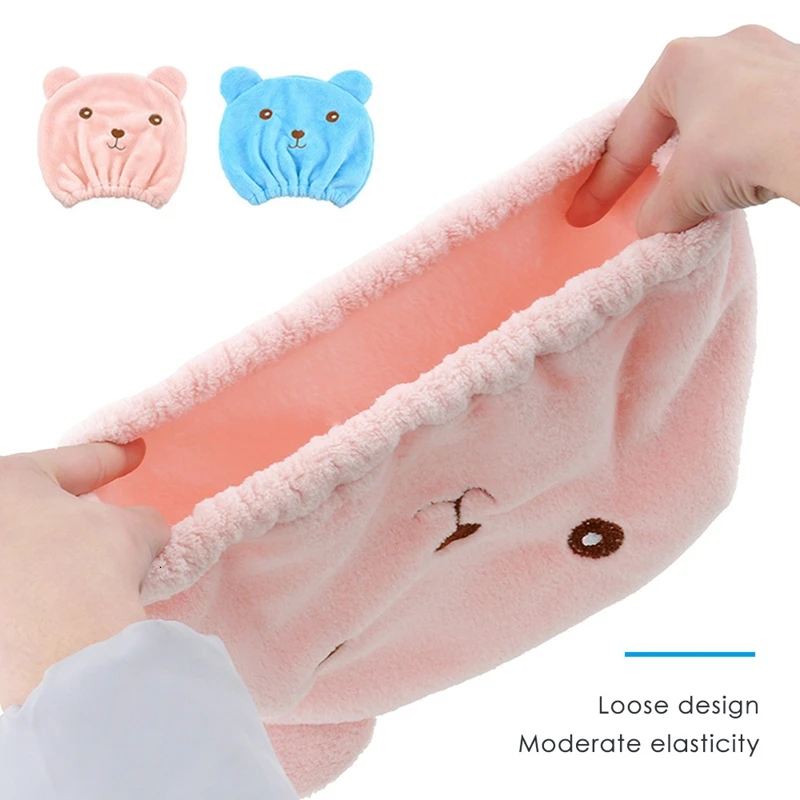 Мультяшный медведь утолщенная сухая шапочка для волос мягкая микрофибра