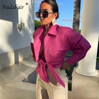 nadafair bow tied oversized sexy blouses shirt open stitch white rose red vinatge blouse tops za womens 2021 long sleeve shirts
