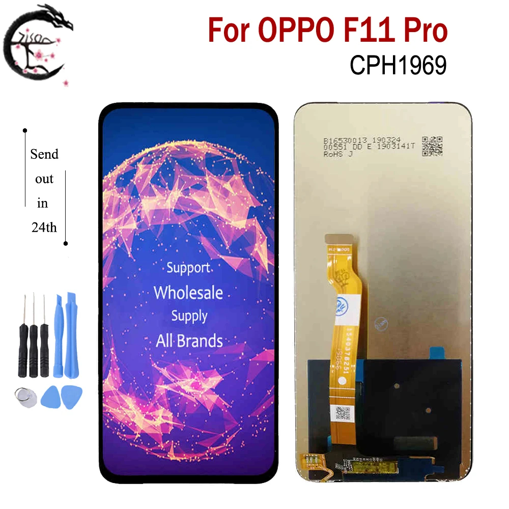 ЖК-дисплей 6,53 дюйма с рамкой для OPPO F11 Pro CPH1969, ЖК-дисплей, сенсорный датчик, дигитайзер в сборе, дисплей F11pro, сменные ЖК-дисплеи