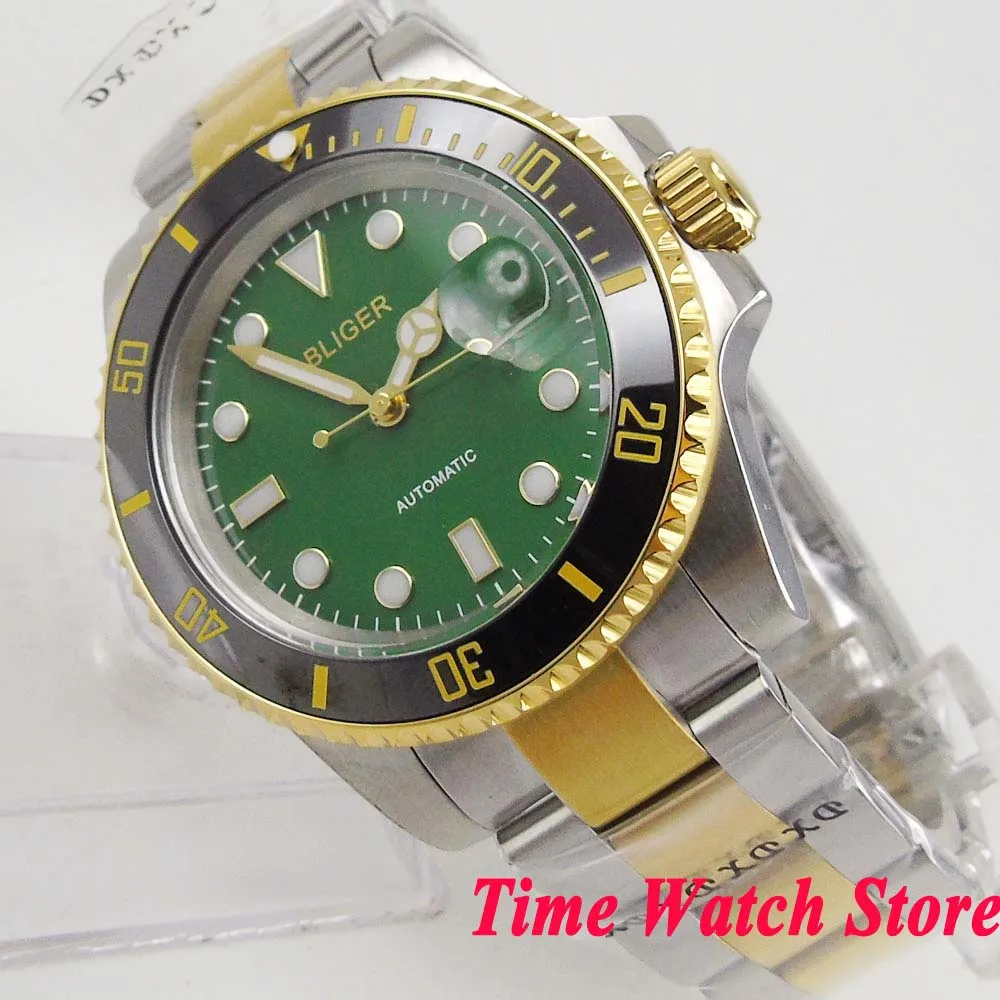 Мужские наручные часы Bliger автоматические водонепроницаемые Miyota 8215 с золотым и