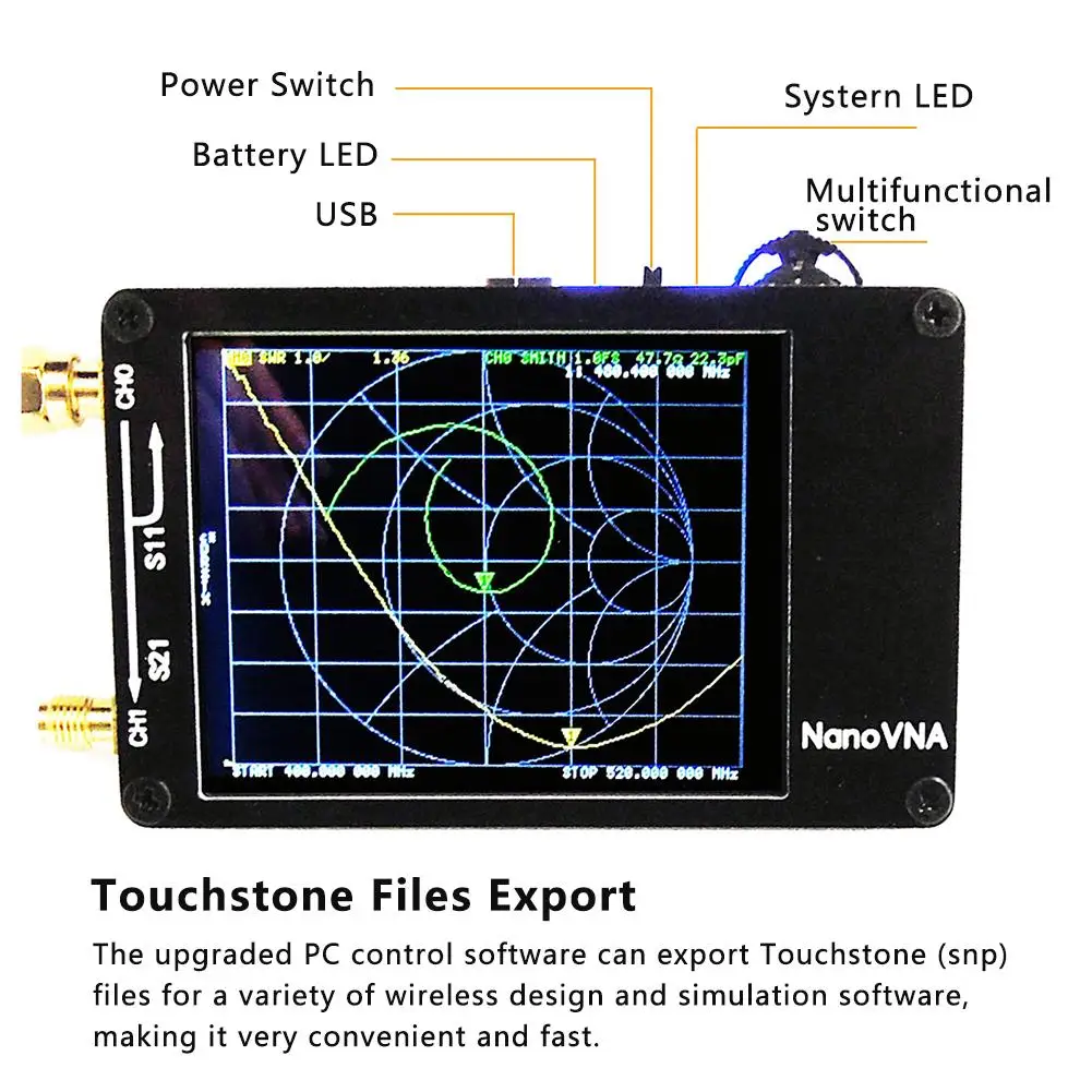 

NanoVNA Vector Network Analyzer Antenna Detector Digital Touching Screen Shortwave MF HF VHF Antenna Analyzer Standing Wave