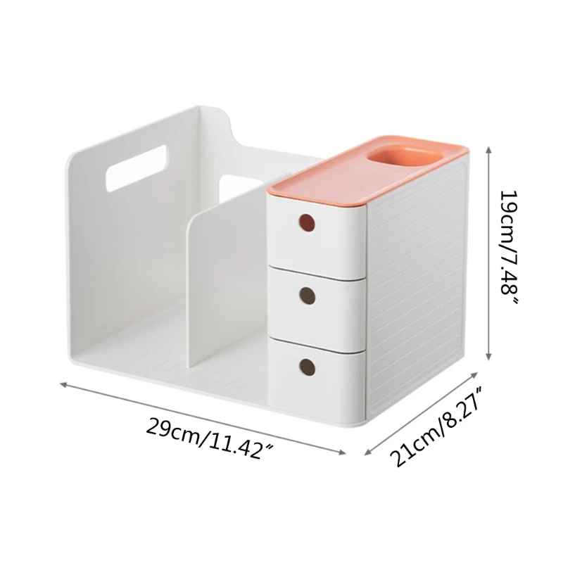 

Multi-purpose Stationery Holder Rack with 2 Grids 1 Pen Holder 3 Drawers Large Capacity for Bathroom Dresser Countertop