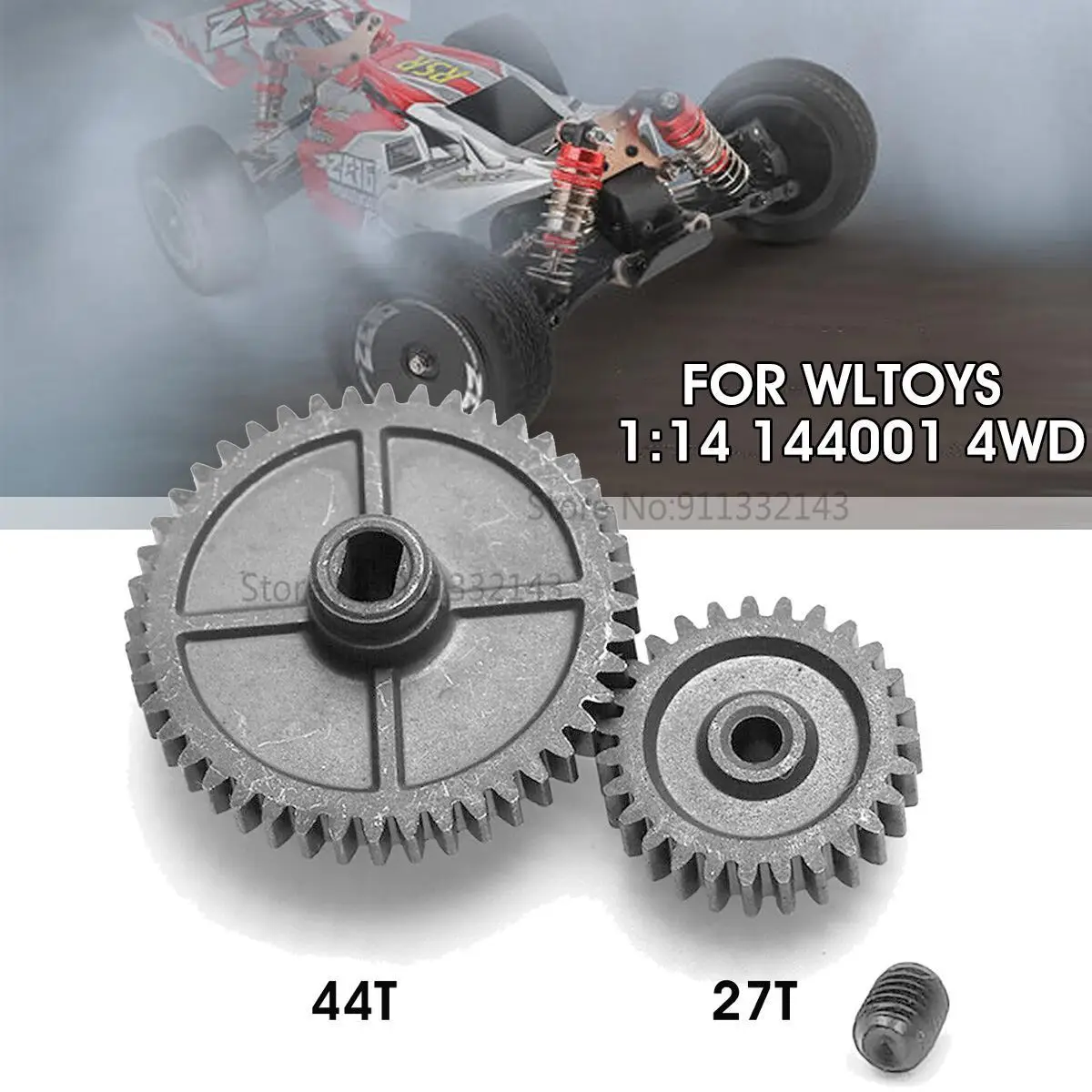 

Steel Metal 44T Diff Main Gear Reduction Gear & 27T Motor Gear Pinion for WLtoys 144001 1/14 RC Car Upgrade Parts