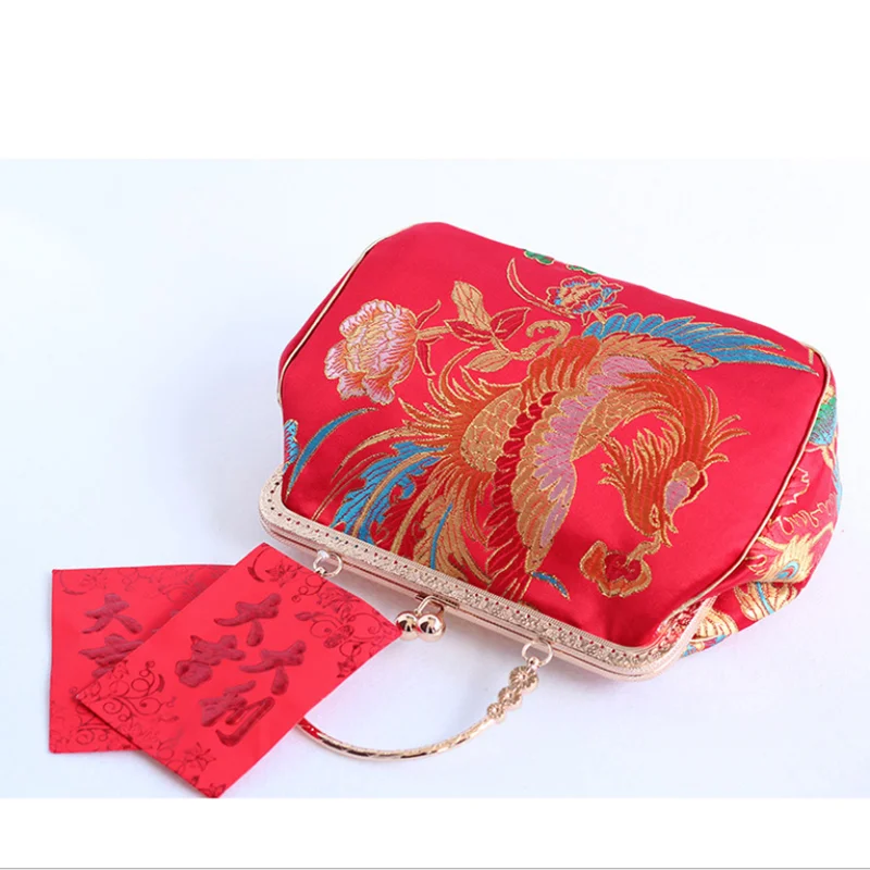 Красные свадебные сумки для невесты Сумка с вышивкой золотые вечерние женщин
