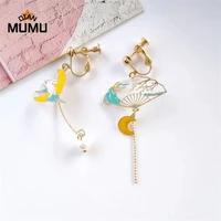 chinese style earrings asymmetrical lotus koi rabbit cat earrings elegant hollow earrings ear clips for woman luxury gifts