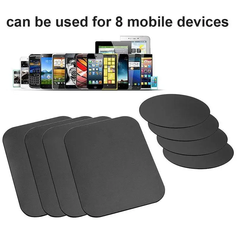 

8 Pcs Strong Magnetic Metal Plates Sticker for Mobile Phones Car Phone Holder Universal Iron Sheet Disk Sticker Matte Black