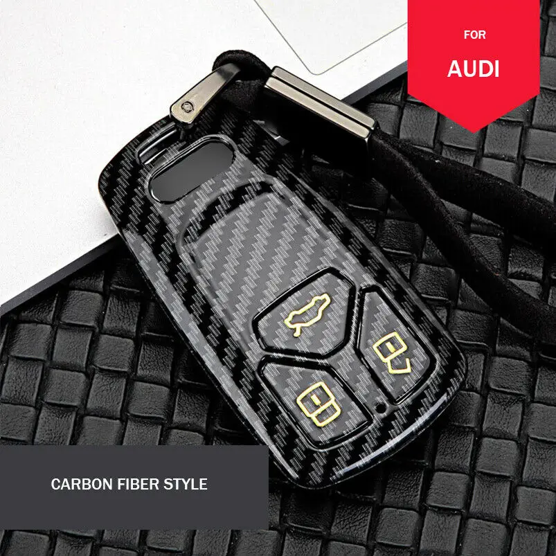 

Carbon Fiber ABS Car Key Fob Case Cover Bag For Audi Q7 TTS A4L A3 A6L QT S5 S7 Q5 Car Accessories Protective Shell key bag