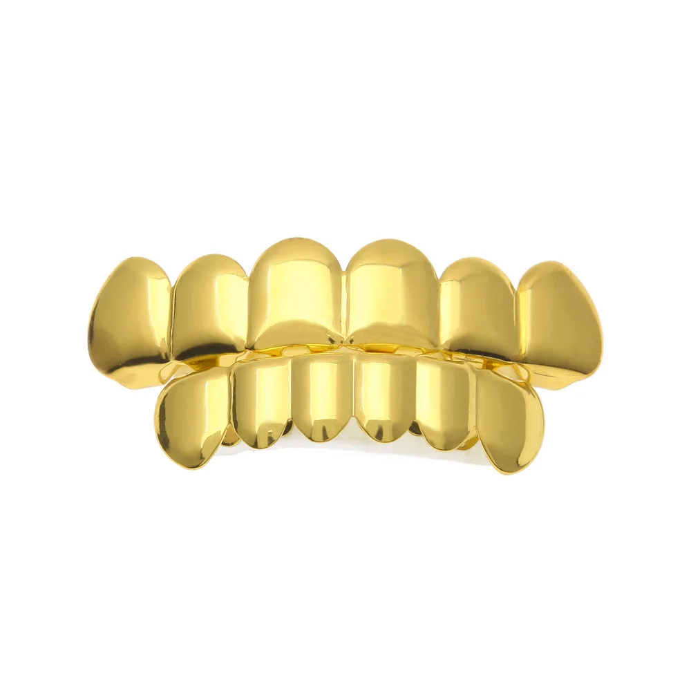 1 Set Upper & Lower Europe Plated Gold Silver Tooth Braces Hip Hop Cool Teeth Simulation Brace Protector Halloween | Красота и
