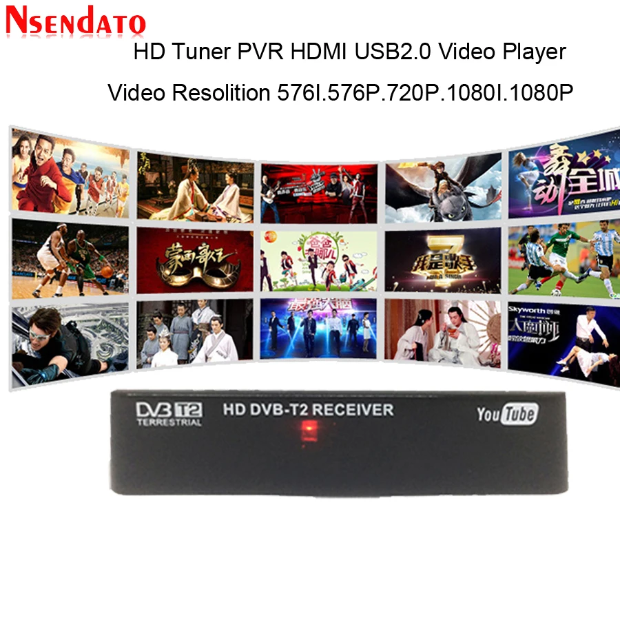 Мини HD DVB-T2 DVBT2 цифровой наземный приемник приставка мультимедийный плеер H.264/MPEG-4 совместимый DVB-T DVB T2 для ТВ HD tv
