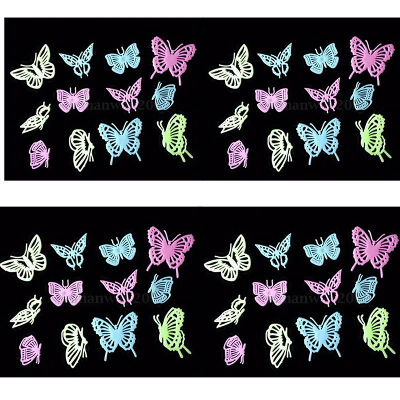12 шт. флуоресцентные наклейки бабочки|Наклейки на стену| |