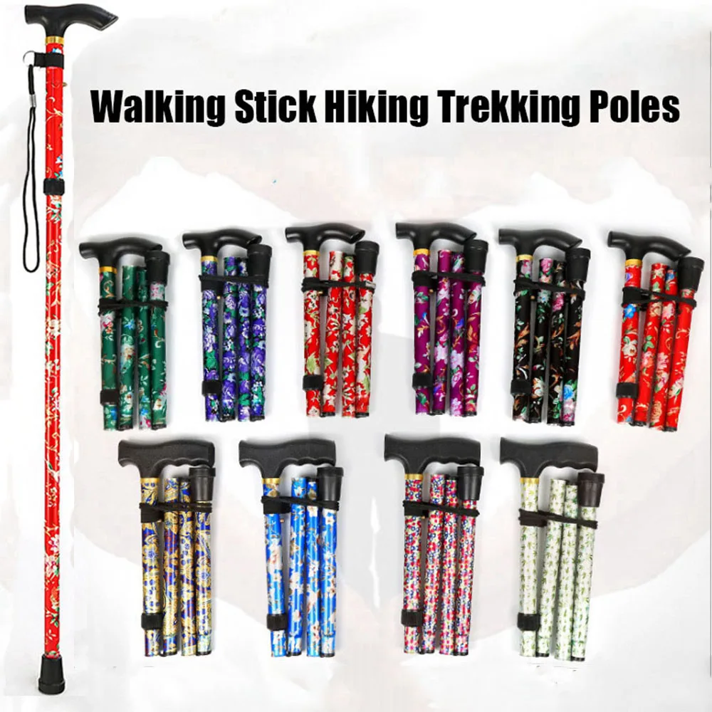 

Hot New Telescopic Walking Sticks Collapsible Cane Trusty Running Canes Folding Hiking Trekking Poles for the Elder Alpenstocks