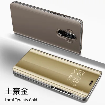 Gold Умный чехол для huawei P30 P20 Pro Lite mate 30 20 10 Honor 20 Pro Nova 5T 4e 3e, чехол с зеркальной прозрачной крышкой из искусственной кожи - Цвет: Gold