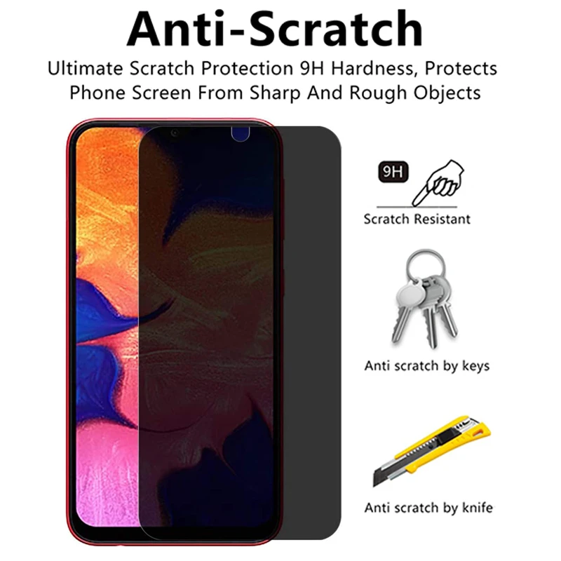 Privacy Tempered Glass For Samsung Galaxy A50 A10 A70 A71 A80 A90 5G Anti-Spy Glass For Galaxy M10 M20 Private Screen Protector