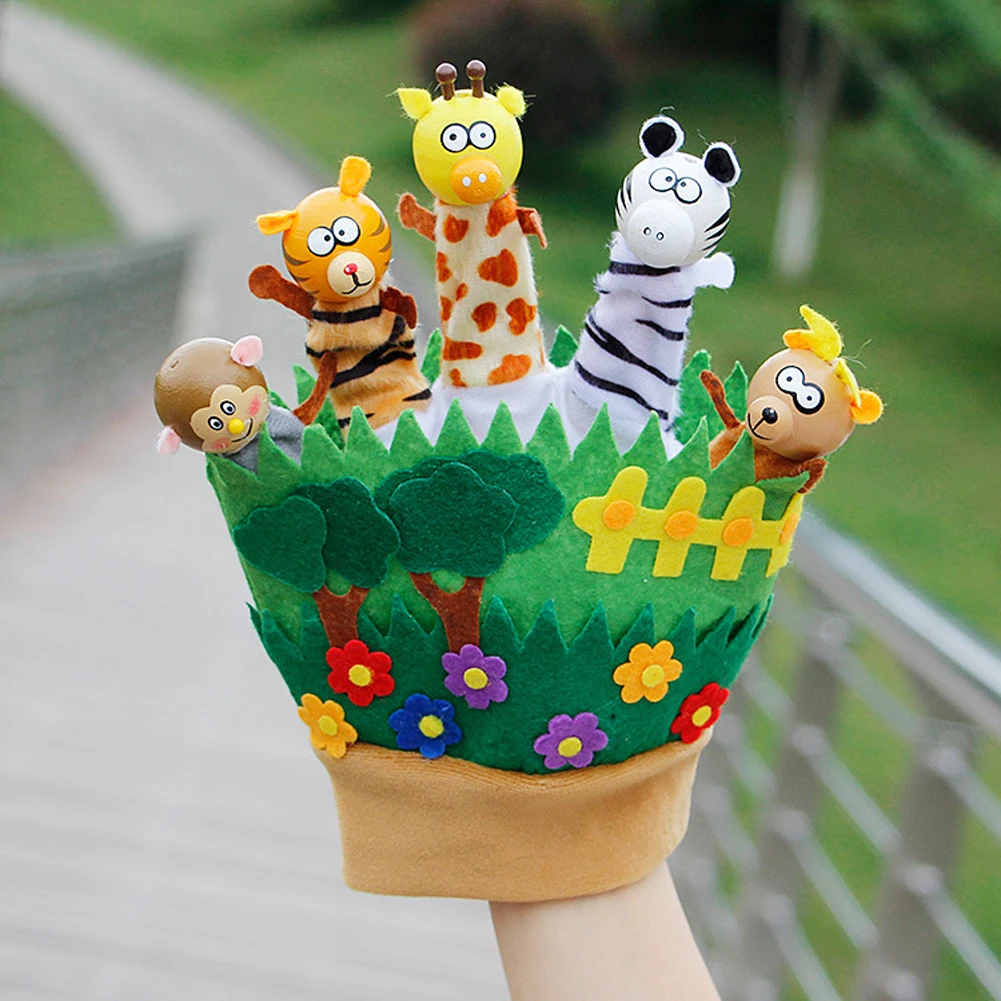 

Children Animal Cartoon Hand Puppets Finger Puppets for Kids Baby Animals Gloves Dolls Toys Bedtime Stories fantoche Family Game