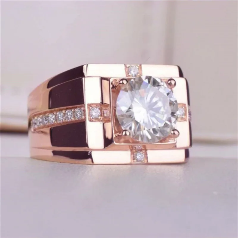 

Mifeiya Classic Business Wide-Faced White Zirconium Ring For Men Copper European Style Engagement Wedding Party Rings Jewelry