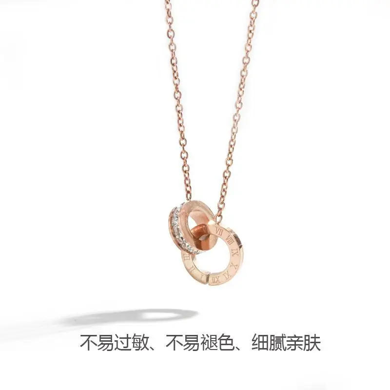 Не выцветает Простой Стильный Темперамент розовое золото ключицы цепь круг