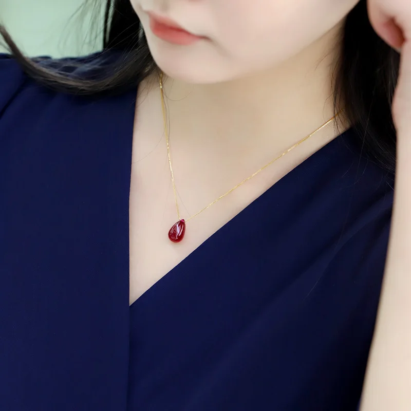 Бренд DAIMI большой зерна с Рубиновой подвеской женский натуральный Лисий мех из