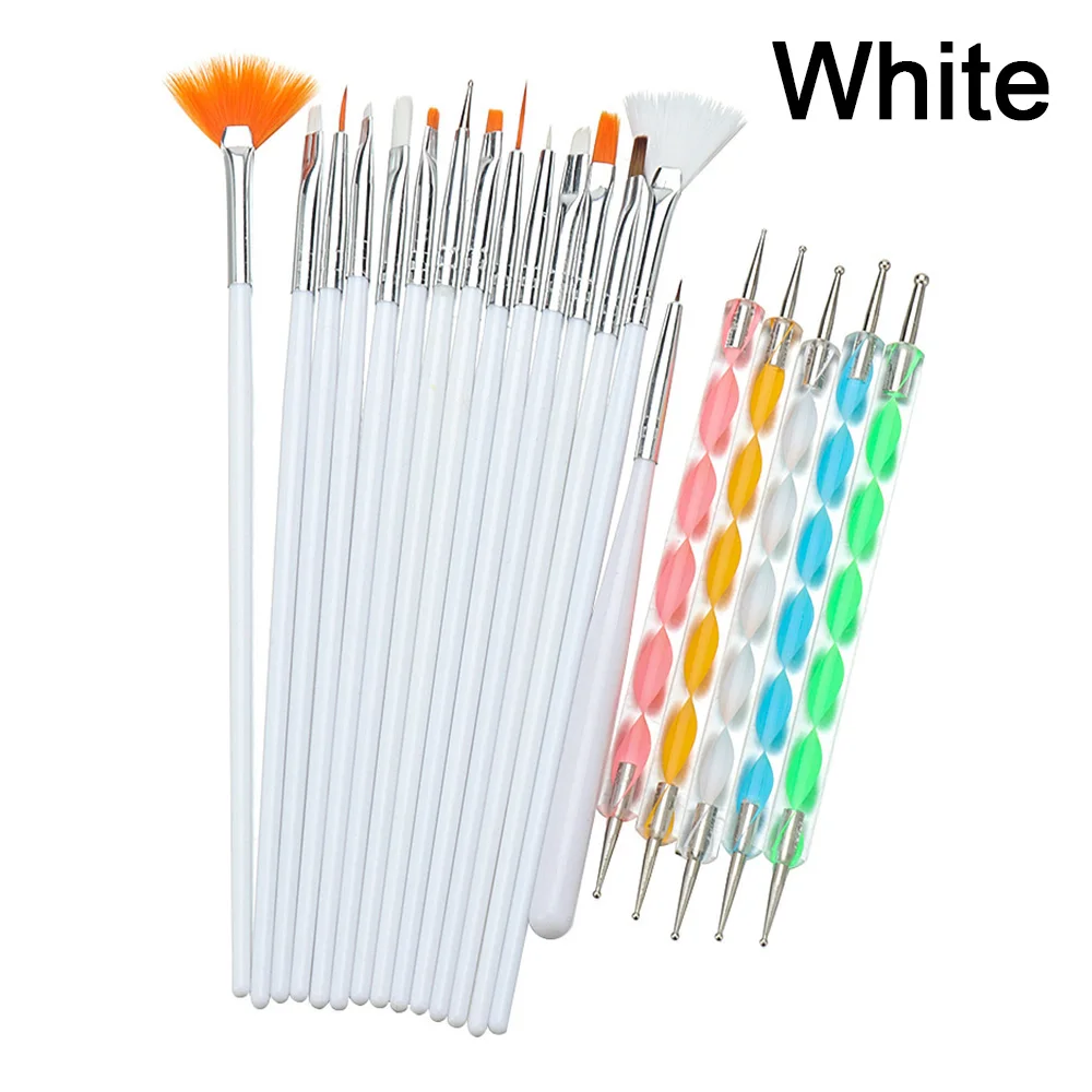 Набор кистей для дизайна ногтей набор розовых и белых кисточек рисования в