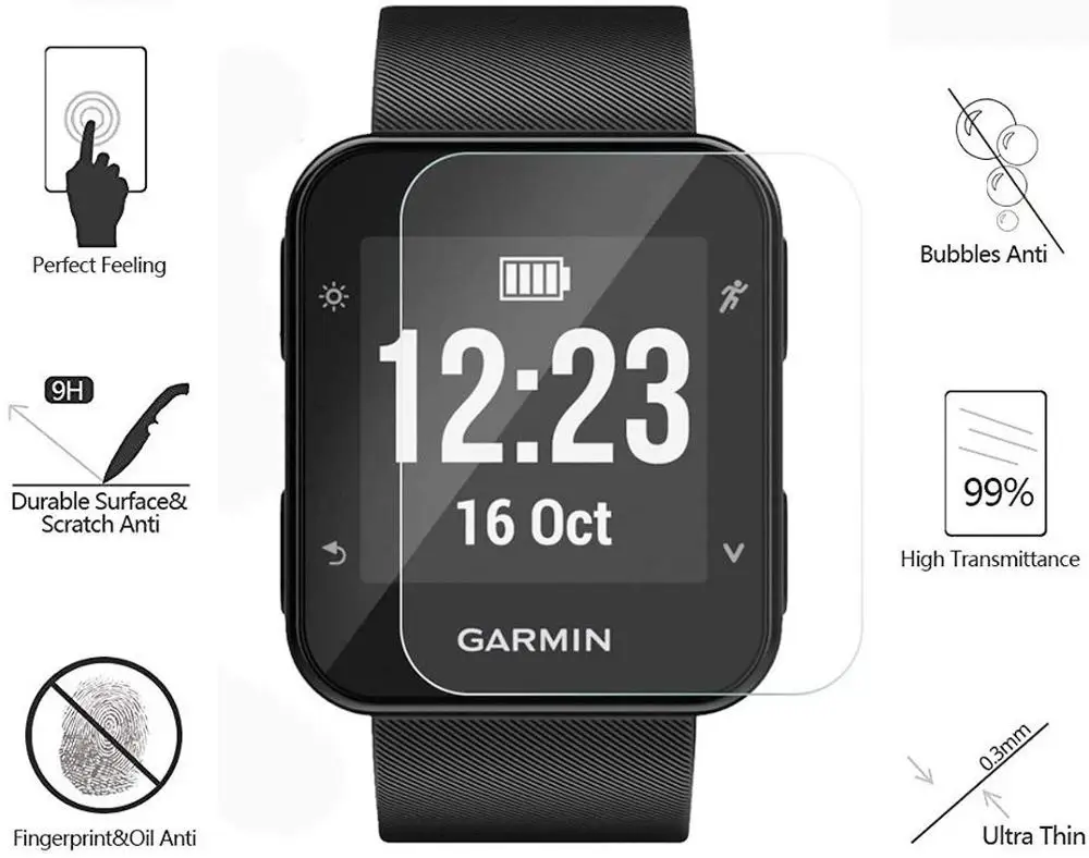 Ремешок для часов Силиконовый сменный ремешок для Garmin Forerunner 35 чехол для часов защитный чехол для Garmin Forerunner 35 Смарт-часы - Цвет: 2 pcs Tempered film