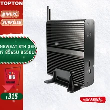Topton безвентиляторный мини-ПК i7 8565U 8550U виски озеро 4 ядра 8 нитей 2* DDR4 M.2 PCIe Мини компьютер Windows 10 Pro DP HDMI HTPC
