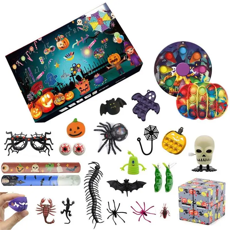 

Halloween decompression blind box toy countdown calendar blind box burger fries planetary plate decompression children toy gift