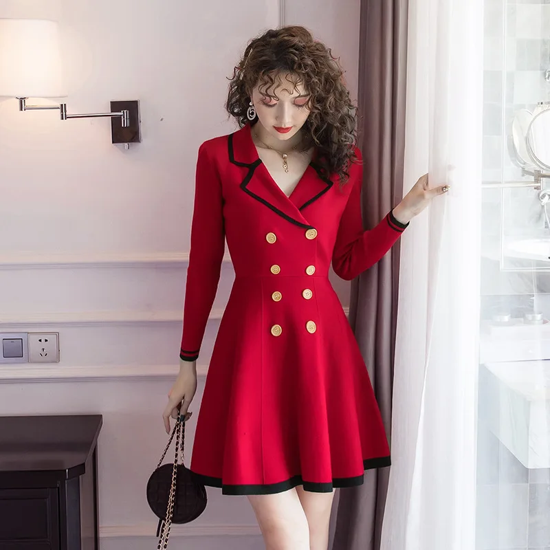 

UVRCOS Sweater Plus Size Women's 2021 Spring And Summer New Loose Dress Women's Inner Knitted Black Short Skirt Red A-line Skirt