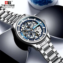TEVISE Men Automatic Mechanical Watches Hollow Design Waterproof Sport Watch Men Luxury Stainless St