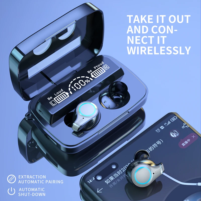 

TWS Bluetooth 5.1 Earphone Touch Wireless Headphone Portable 9D Stereo Sports Waterproof Earbuds Headsets With Microphone