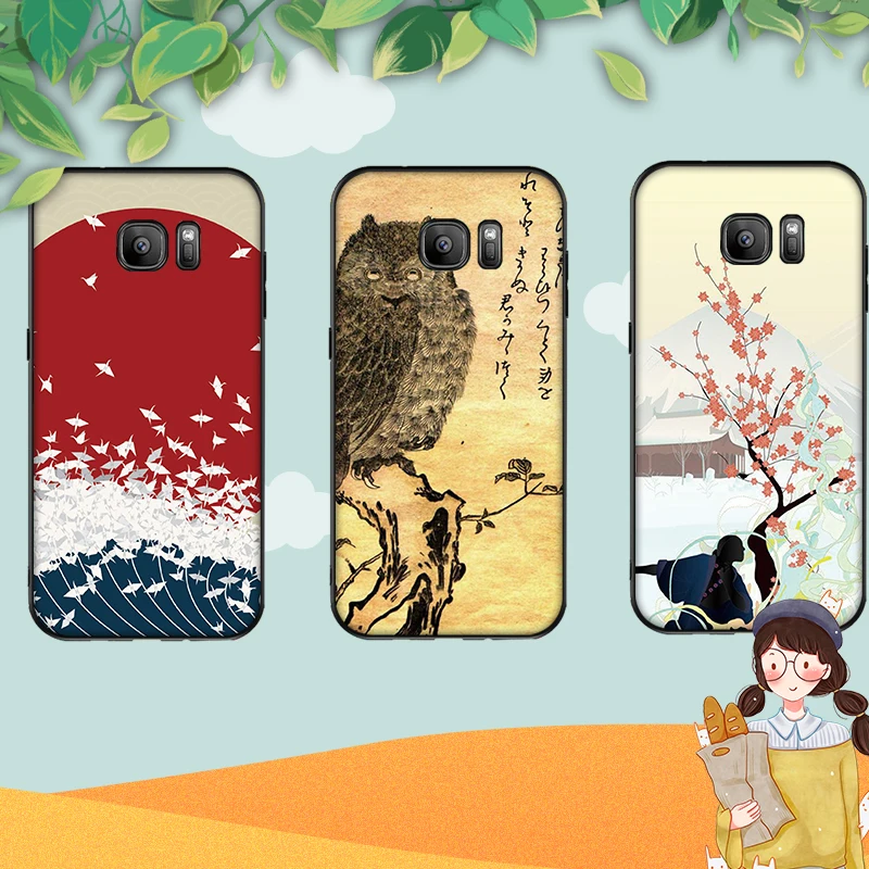 Японское искусство Мягкий силиконовый чехол для телефона Samsung Galaxy S6 S8 край S7 S9