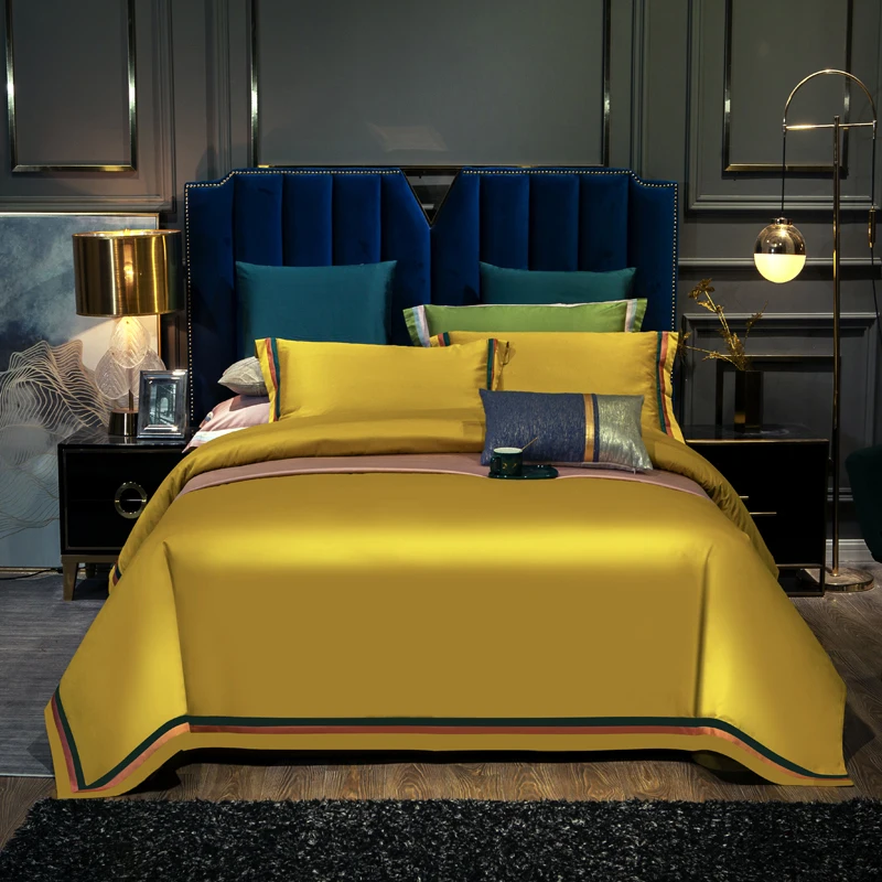 

1000TC Egyptian Cotton Bedlinen Printing Gold Duvet Cover Pillowcase Flat Sheet Queen King Size 4pcs