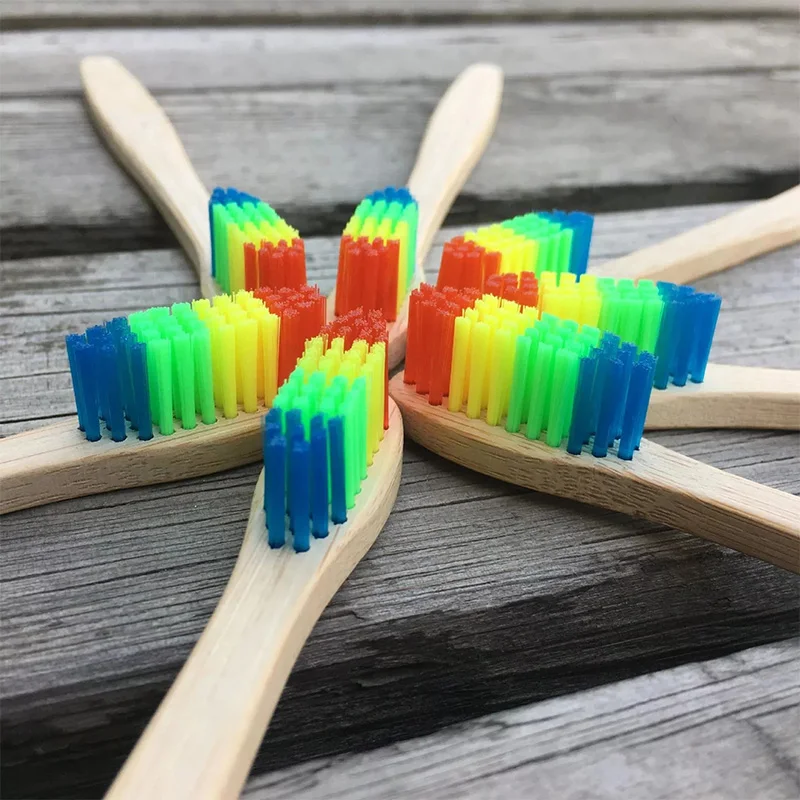 

Bamboo Toothbrush Eco-Friendly Soft Bristle BPA Free Rainbow Biodegradable Solid Bamboo Handle Toothbrushes For Adult Oral Care