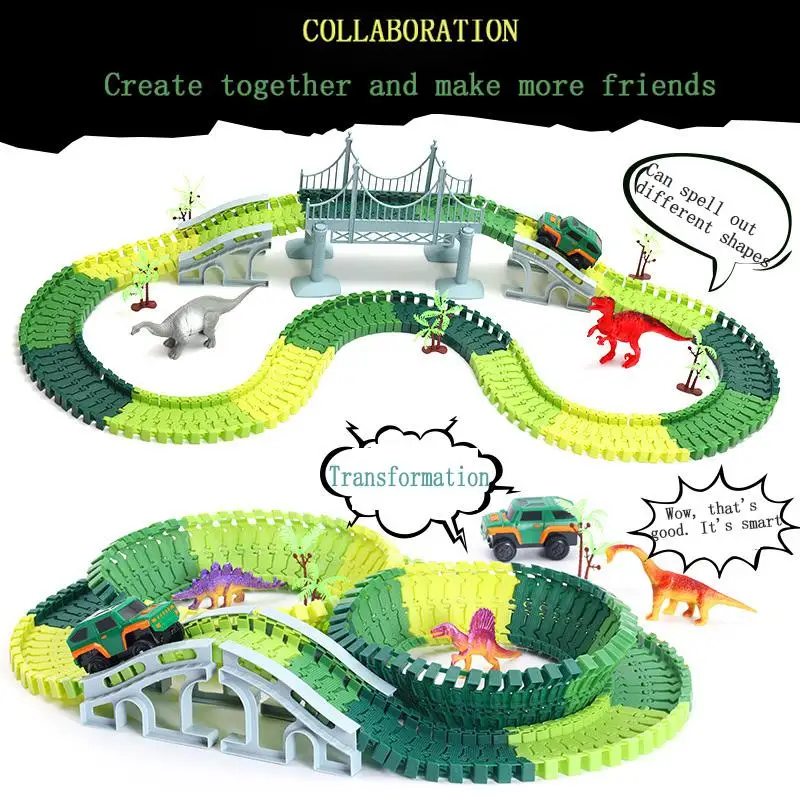 Светящаяся электрическая железная дорога волшебный гоночный трек игрушечный