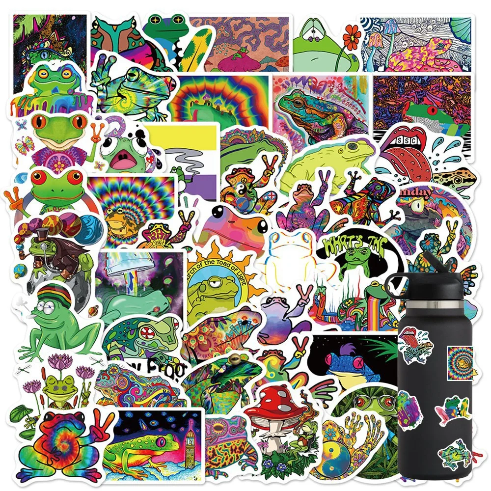 

10/30/50PCS Psychedelic Frog Graffiti Sticker Luggage Computer Mobile Phone Case Cartoon Water Cup Graffiti Sticker Wholesale