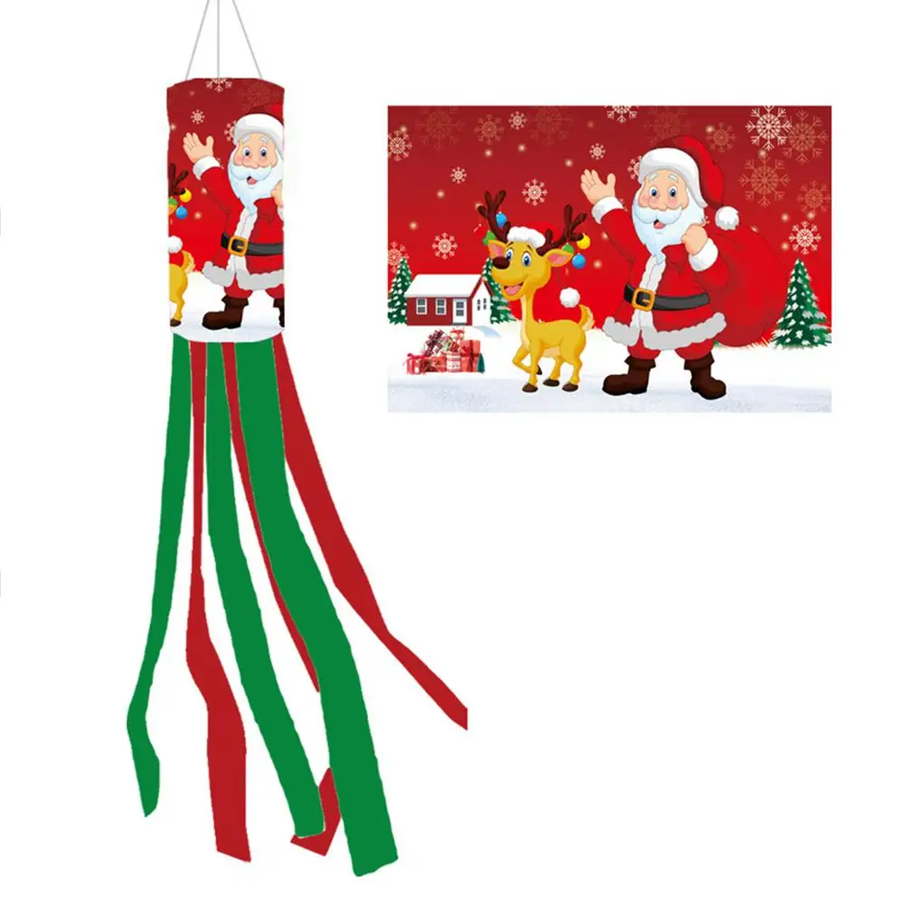 

Christmas Windsock Flag Winter Santa Claus Snowman Windsocks Christmas Outdoor Hangings Decoration Decorative Windsock Flag F