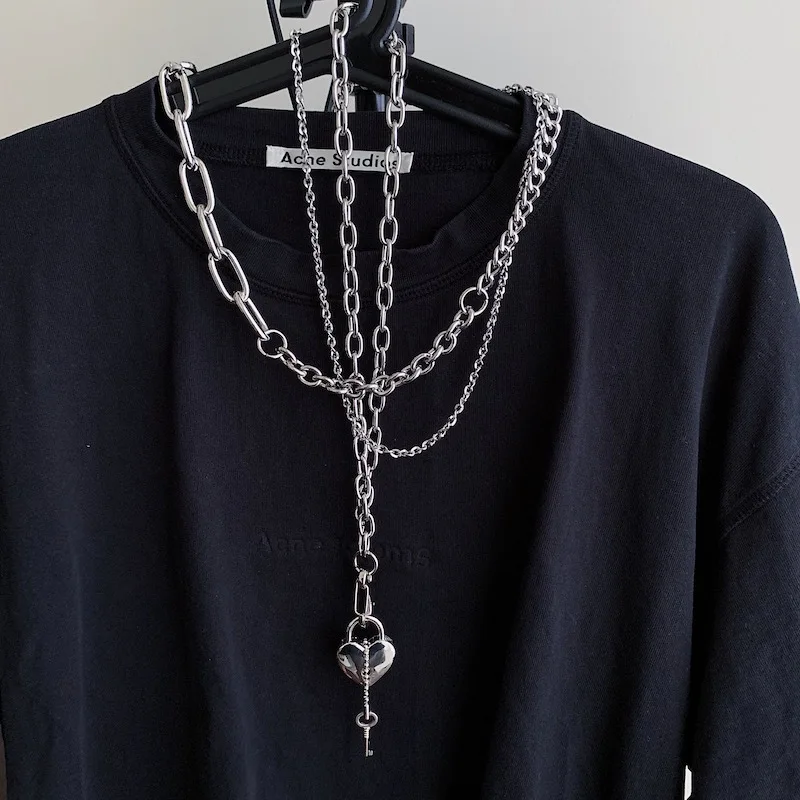 Модная обувь в стиле хип хоп Длинные сердце образный ключ ожерелье для мужчин и